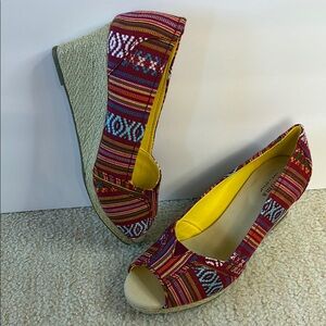 Sonoma Multicolor Espadrille Indigenous Patterned Wedge Shoes - Fabric Upper